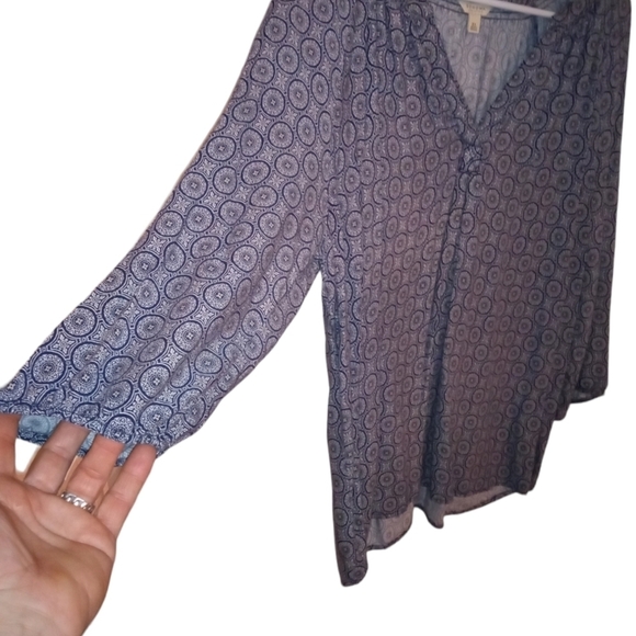 Geo Pattern Tunic Sonoma Lightweight V-Neck 3/4 Slve. Girl Boss Casual Flowy XL - Picture 2 of 9